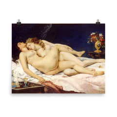 Les Deux Amies by Gustave Courbet, 1866 poster on a plain backdrop in size 8"x10".