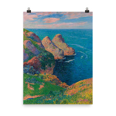 Les Falaises au Bord de la Mer by Henry Moret poster on a plain backdrop in size 8"x10".