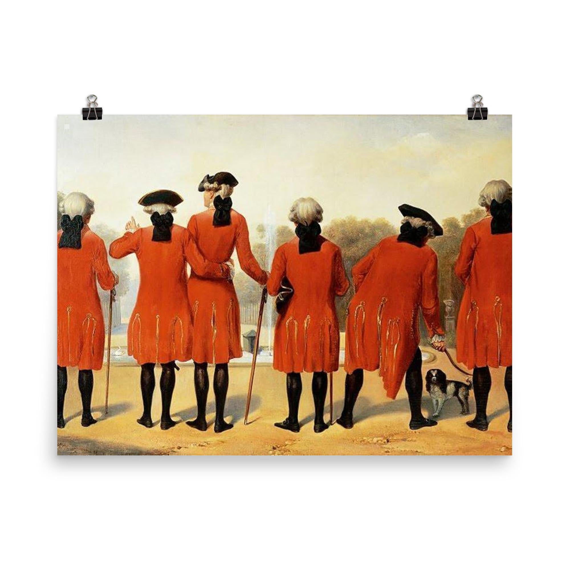 Les Gentilshommes du Duc d’Orléans dans l’habit de Saint-Cloud by Henri Félix Emmanuel Philippoteaux, 1839 poster on a plain backdrop in size 8"x10".