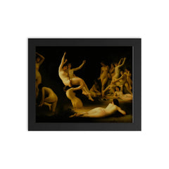 Les Nymphes by Luis Ricardo Falero, 1878 framed print on a plain backdrop in size 8"x10".