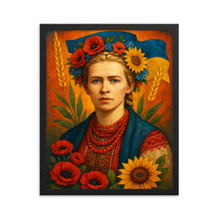 Lesya Ukrainka framed print on a plain backdrop in size 16"x20".