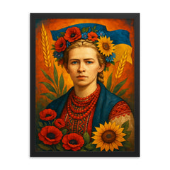 Lesya Ukrainka framed print on a plain backdrop in size 18"x24".