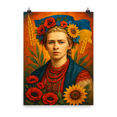 Lesya Ukrainka poster on a plain backdrop in size 8"x10".