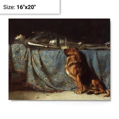 Let Him Rest by Briton Riviere metal print on a plain backdrop in size 16"x20".