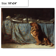 Let Him Rest by Briton Riviere metal print on a plain backdrop in size 18"x24".