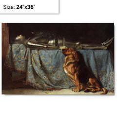 Let Him Rest by Briton Riviere metal print on a plain backdrop in size 24"x36".