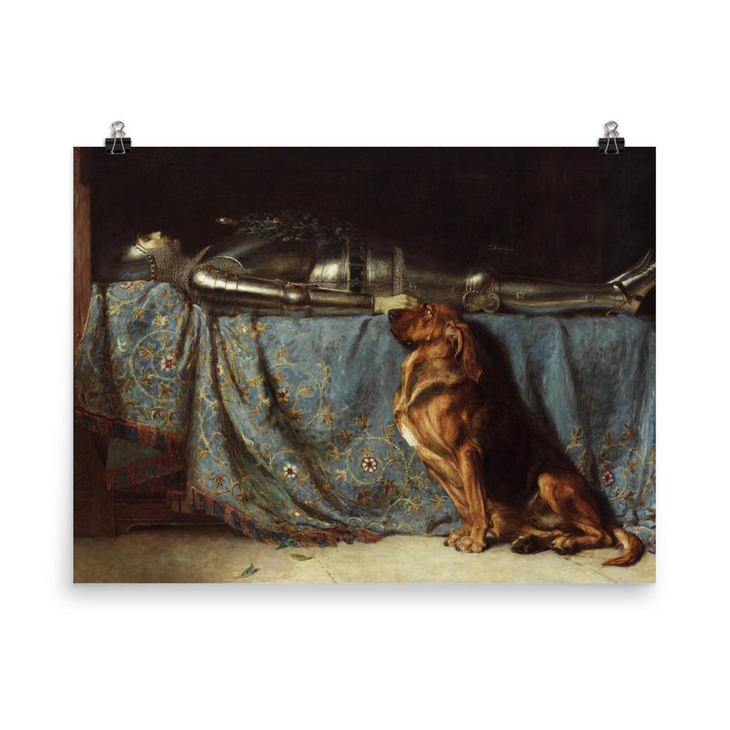 Let Him Rest by Briton Riviere poster on a plain backdrop in size 8