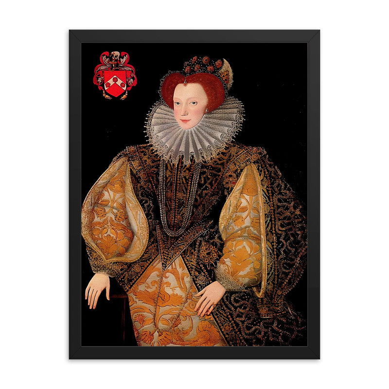 Lettice Knollys framed print on a plain backdrop in size 18