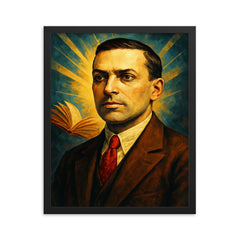 Lev Vygotsky framed print on a plain backdrop in size 16"x20".