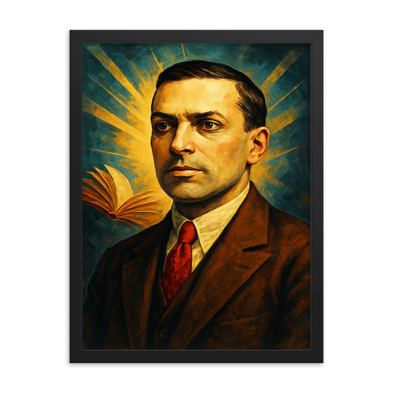 Lev Vygotsky framed print on a plain backdrop in size 18