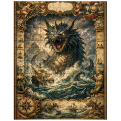 Leviathan rising beneath seventeenth century map margins jigsaw puzzle