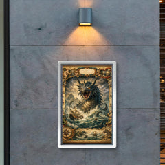 Leviathan rising beneath seventeenth century map margins poster 2