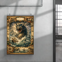 Leviathan rising beneath seventeenth century map margins poster 4