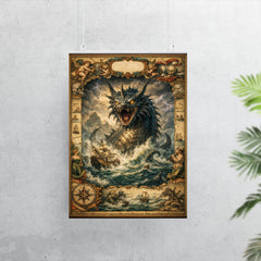 Leviathan rising beneath seventeenth century map margins poster 7