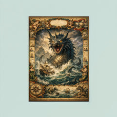 Leviathan rising beneath seventeenth century map margins poster 8