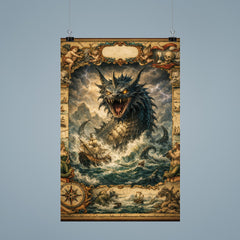 Leviathan rising beneath seventeenth century map margins poster 9