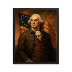 Lewis Morris Founding Father framed print on a plain backdrop in size 16"x20".