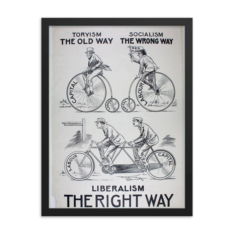 Liberalism, the Right Way - 1924 Liberal Party Campaign Poster framed print on a plain backdrop in size 18