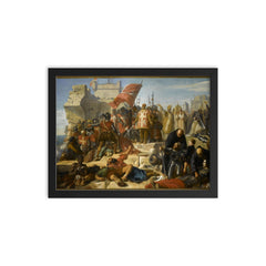 Lifting of the Siege of Malta by Charles-Philippe Larivière, 1842-1843 framed print on a plain backdrop in size 12"x16".