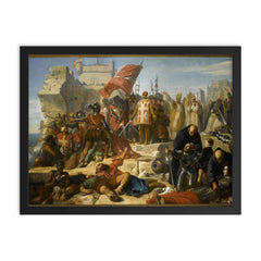 Lifting of the Siege of Malta by Charles-Philippe Larivière, 1842-1843 framed print on a plain backdrop in size 18"x24".