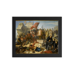 Lifting of the Siege of Malta by Charles-Philippe Larivière, 1842-1843 framed print on a plain backdrop in size 8"x10".