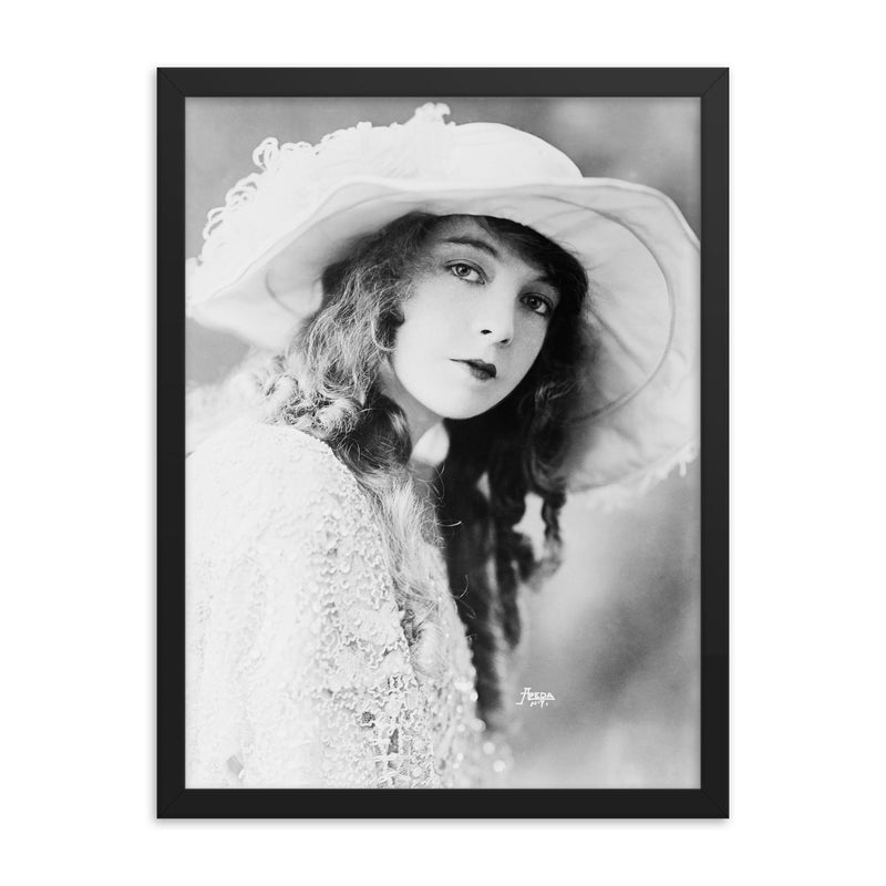 Lillian Gish framed print on a plain backdrop in size 18