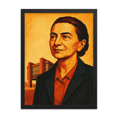 Lina Bo Bardi framed print on a plain backdrop in size 18"x24".