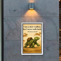 Lincoln quote slow walker determined turtle with backpack poster 2