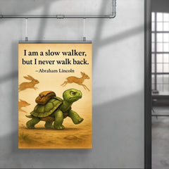 Lincoln quote slow walker determined turtle with backpack poster 4
