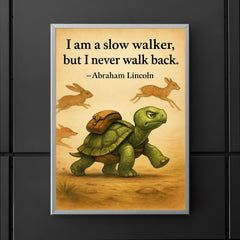Lincoln quote slow walker determined turtle with backpack poster 5