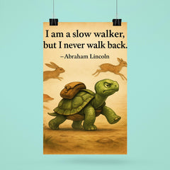 Lincoln quote slow walker determined turtle with backpack poster 6