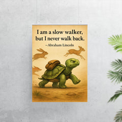 Lincoln quote slow walker determined turtle with backpack poster 7