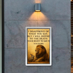 lion defending smaller animal quote defend right to speak poster 2