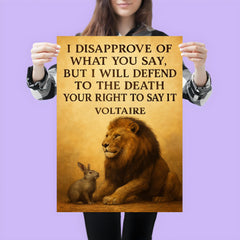lion defending smaller animal quote defend right to speak poster 3