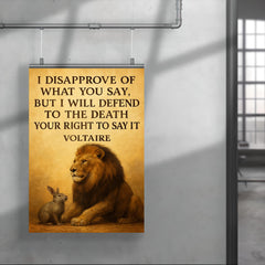 lion defending smaller animal quote defend right to speak poster 4