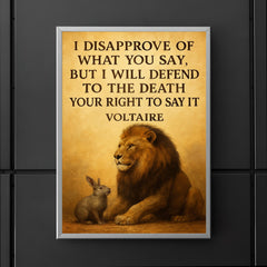 lion defending smaller animal quote defend right to speak poster 5