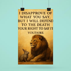 lion defending smaller animal quote defend right to speak poster 6