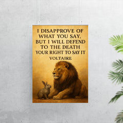 lion defending smaller animal quote defend right to speak poster 7