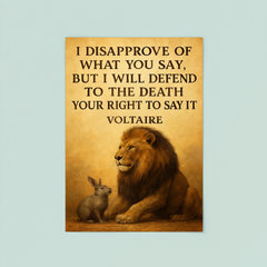 lion defending smaller animal quote defend right to speak poster 8