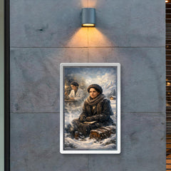 Lise Meitner in snowy exile reflection poster 2