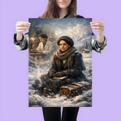 Lise Meitner in snowy exile reflection poster 3