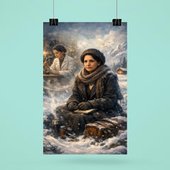 Lise Meitner in snowy exile reflection poster 6