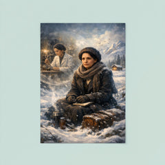 Lise Meitner in snowy exile reflection poster 8
