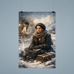 Lise Meitner in snowy exile reflection poster 9
