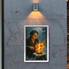 Lise Meitner splitting the atom in winter forest poster 2