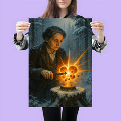Lise Meitner splitting the atom in winter forest poster 3