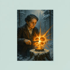 Lise Meitner splitting the atom in winter forest poster 8