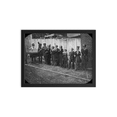 Little German Band Playing on the Streets of St. Louis, 1850 framed print on a plain backdrop in size 12"x16".