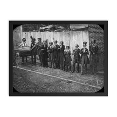 Little German Band Playing on the Streets of St. Louis, 1850 framed print on a plain backdrop in size 18"x24".