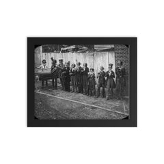 Little German Band Playing on the Streets of St. Louis, 1850 framed print on a plain backdrop in size 8"x10".